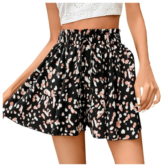 Skorts for Women Boho Casual Beach Mini Skirts Summer Floral Ruffle Chiffon Flowy Shorts 2025 Trendy Outfits