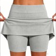 thumbnail image 1 of Skorts for Women with Pockets Casual Summer Cute Stretch Tummy Control High Waisted Skirts with Shorts Underneath Light Gray L, 1 of 6