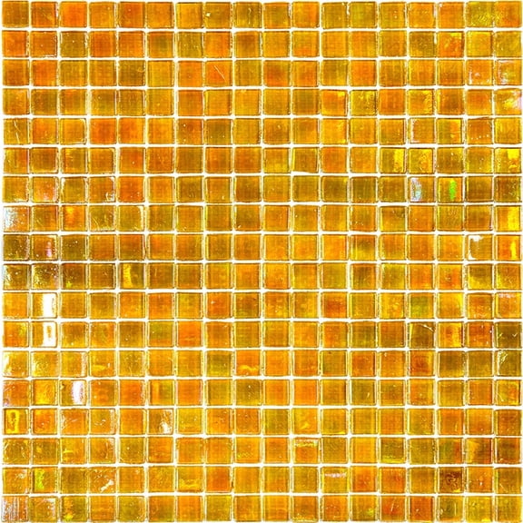 Skosh 11.6 in. x 11.6 in. Glossy Gold Beige Glass Mosaic Wall and Floor Tile (18.69 sq. ft./case) (20-pack)