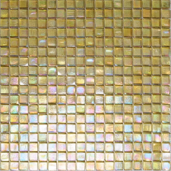 Skosh 11.6 in. x 11.6 in. Glossy Light Shimmer Beige Glass Mosaic Wall and Floor Tile (18.69 sq. ft./case) (20-pack)