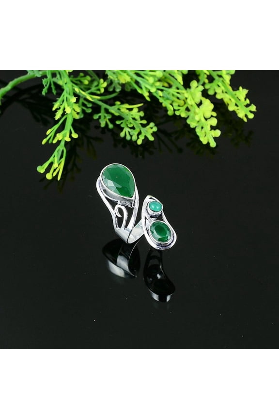 Skota Emerald Gemstone Handmade Gift Jewelry Ring Size 9.5