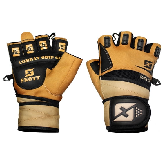 Skott Desert Warrior Weightlifting Gloves Military-Inspired with Wrist Wrap Support Anti-Slip Gel Grip Flexible Finger Protection for Fitness and Exercise (Large, Unisex)