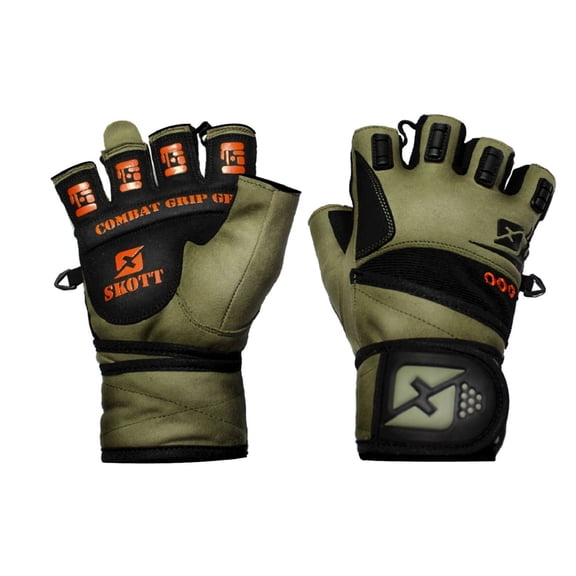 Skott Tactical Green Weightlifting Gloves Military Style Gym with Wrist Wrap Support Anti-Slip Gel Grip Flexible Finger Protection Durable Training - XX-Large, Unisex