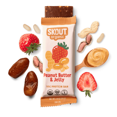 Skout Organic Peanut Butter & Jelly Plant-Based Protein Bars - 12 Pack