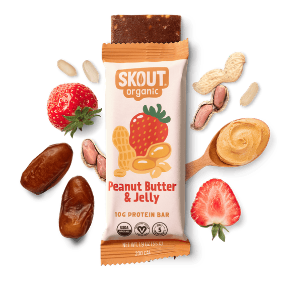 Skout Organic Peanut Butter & Jelly Plant-Based Protein Bars - 12 Pack