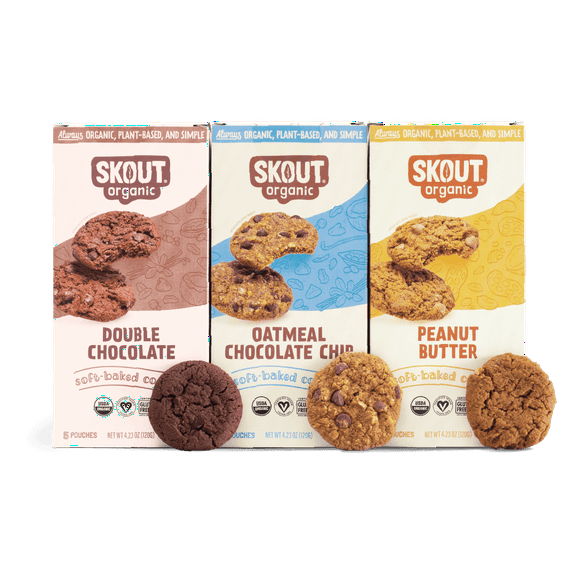 Skout Organic Soft Baked Cookie Variety Pack (3 Pack) | Soft Baked Cookies | Plant-Based | Vegan | Gluten, Dairy, & Soy Free (3 Pack, Variety)