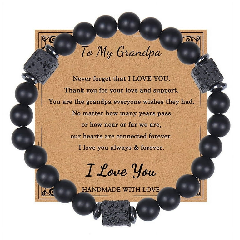 Skpblutn Bracelets for Women Girls To My Dad Uncle Love Grandpa Fiancé  Gifts Black Lava Stone With Card Men Teens Bracelet Gifts Valentine's Day  Gift for Girlfriend Boyfriend Wife Husband 