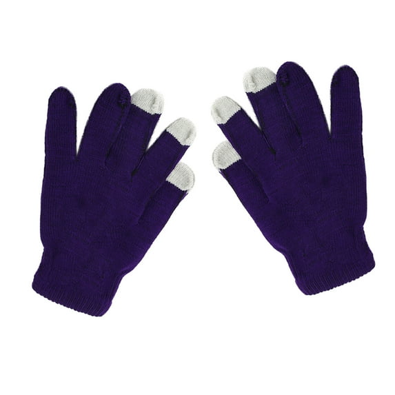 Skpblutn Children'S Glove Non Slip Stretch Wool Show Finger Solid Color Cycling Knitted Gloves Purple One Size