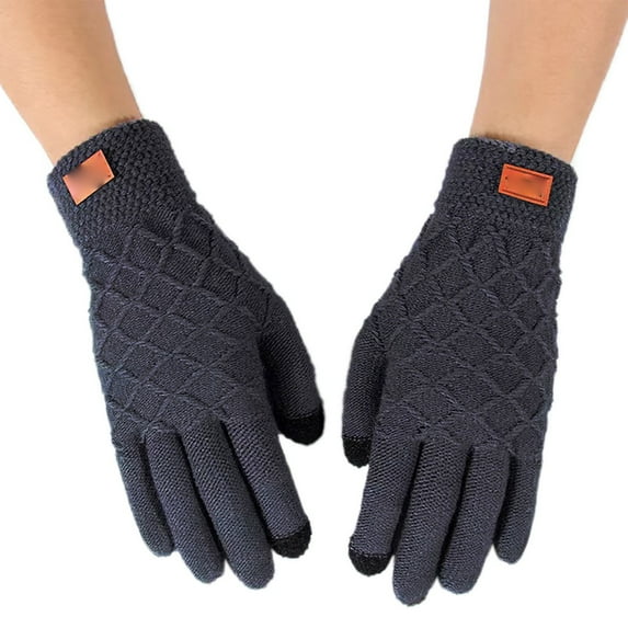 Skpblutn Glove Autumn And Knit And Fleece Thickened Riding Winter Warm Gloves Dark Gray One Size