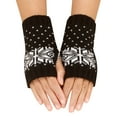 thumbnail image 1 of Skpblutn Glove Autumn Snowflake Decorated Knit Half Finger Winter Warm Gloves Black One Size, 1 of 6