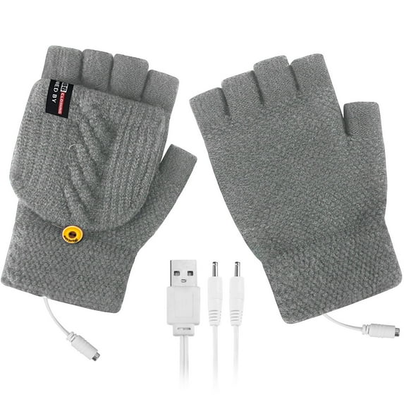 Skpblutn Glove Electric Heated Outdoor Er Leather Rechargeable Li-Ion Battery Winter Warm Gloves Grey One Size