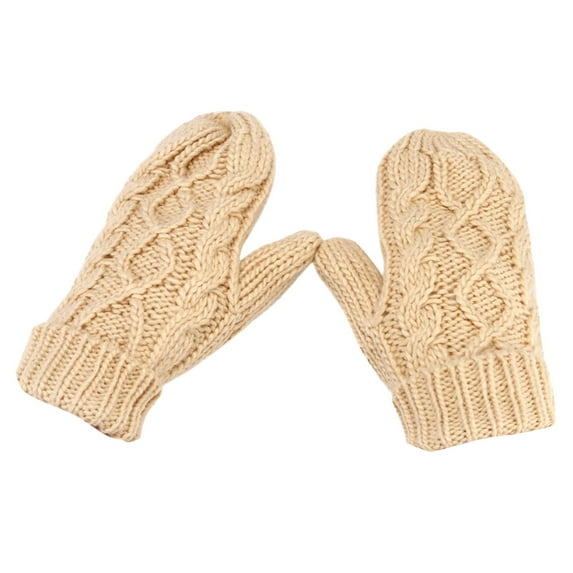 Skpblutn Glove Er Thicken Finger Thermal Skiing Mitten Knitted Warm Gloves Khaki One Size