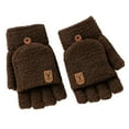 thumbnail image 1 of Skpblutn Glove Fingerless Thermal Insulation Convertible Mittens Flap Cover For Men Winter Knitted Warm Gloves Brown One Size, 1 of 6