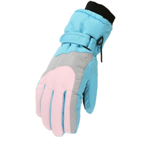 Skpblutn Glove For Kids Boys Girls Snow Windproof Mittens Outdoor Sports Skiing Winter Gloves Light blue One Size