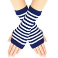 thumbnail image 1 of Skpblutn Glove Pinstripes Stripes Fingerless With Thumb Hole Unisex Warm Gloves Blue One Size, 1 of 2