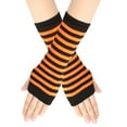 thumbnail image 1 of Skpblutn Glove Pinstripes Stripes Fingerless With Thumb Hole Unisex Warm Gloves Orange One Size, 1 of 2