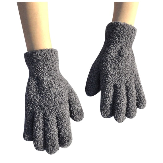 Skpblutn Glove Thick And Cold Solid Color Velvet Men'S And Women'S Knitted Warm Gloves Grey One Size