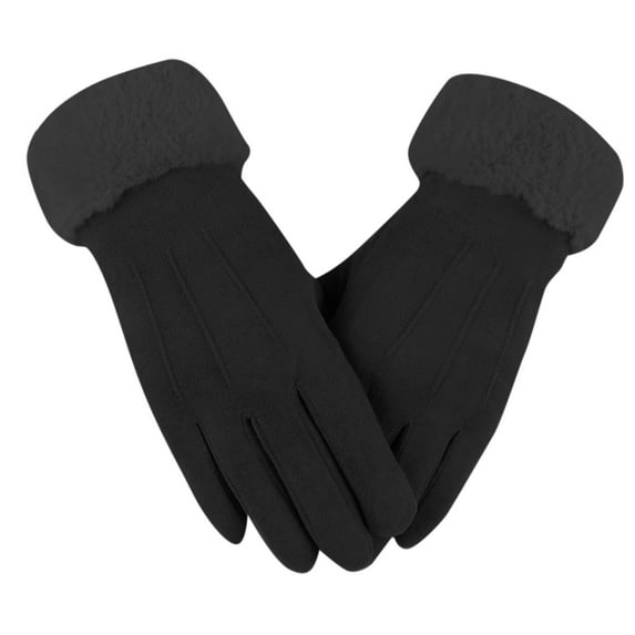 Skpblutn Glove Touchscreen For Cold Weather, Chenille Cable Knit Elastic Cuff Texting Thermal For Driving Winter Warm Gloves Black One Size