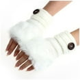 thumbnail image 1 of Skpblutn Glove for Girl Faux Rabbit Plush Wrist Fingerless Mittens Winter Warm Gloves White One Size, 1 of 3