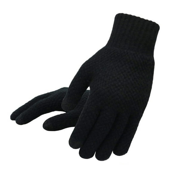 Skpblutn Glove for Men'S Solid Color With T-Ouch Screen Winter Knitted Warm Gloves Black One Size