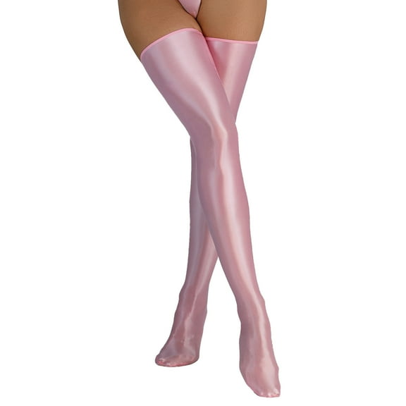 Skpblutn High Waist Tights Stockings For Women Shiny Silk Slippery High Elastic Shiny Thigh Leather Socks Adult Socks Comfortable Pantyhose Warm Pants Pink