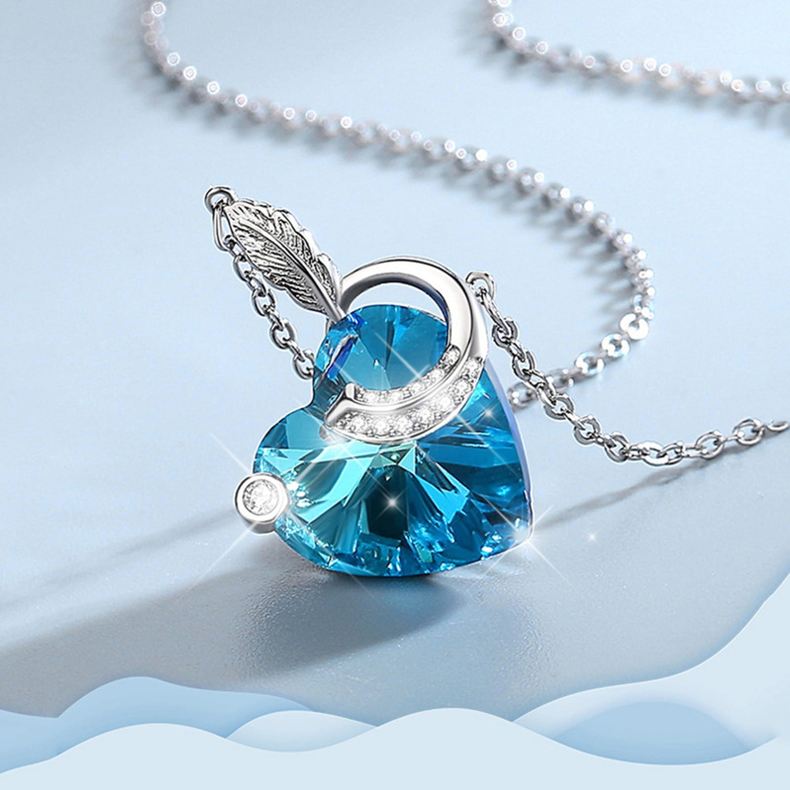 Titanic Heart of The Ocean Blue Heart Pendant Necklace Women Jewelry Set -  AliExpress