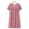 thumbnail image 1 of Skpblutn Nightgowns for Women Summer Cotton Silk Short Sleeved Sleep Dress for Middle Aged New Loose Fitting Home Wear Elderly Sleepwear Plus Size Dress, 1 of 3