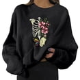thumbnail image 1 of Skpblutn Oversized Sweatshirt for Women Tops Skeleton Print Graphic Round Neck Pullover Loose Shirt Winter Fall Long Sleeve Round Neckline Halloweencasual Sweatshirts, 1 of 4