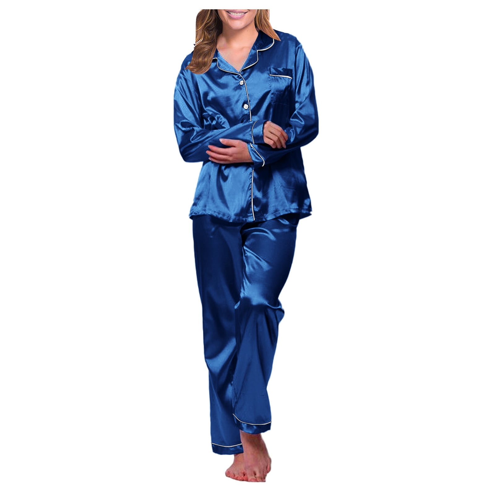 Skpblutn Plus Size Lingerie Pajama Set for Women Long Nightwear Robe Underwear Suit Satin Long Loose Nightgowns Sleepwear Blue e8b930f7 5a42 4ebd b868 413c72601285.6dea8348cc3158b8f425fc8ee830751c