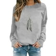 thumbnail image 1 of Skpblutn Plus Size Oversized Sweatshirt for Women Tops Feather Print Top Winter Fall Long Sleeve Round Neckline Casual Sweatshirts, 1 of 4