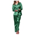 thumbnail image 1 of Skpblutn Plus Size Underwear Pajama Set for Women âLong Nightwear Robe Underwear Suit Satin âLong Loose Nightgowns Sleepwear Green, 1 of 7