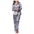thumbnail image 1 of Skpblutn Plus Size Underwear Pajama Set for Women âLong Nightwear Robe Underwear Suit Satin âLong Loose Nightgowns Sleepwear Silver, 1 of 7
