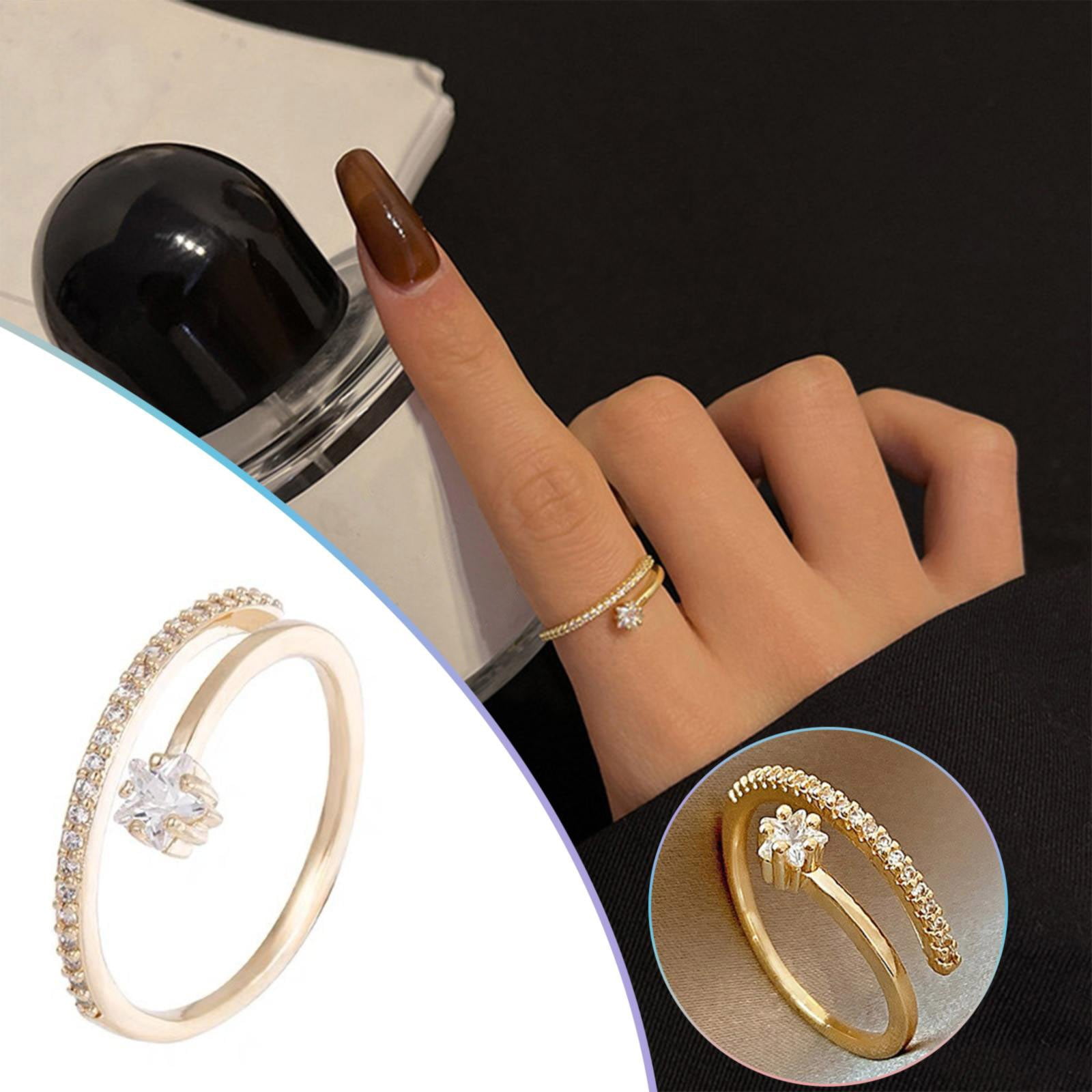 Jewelry Rings Finger Trendy Index Ring Adjustable Plain Three-Piece Suit  Female Ring Opening Combination Fashion Rings Accessories for Women -  Walmart.com