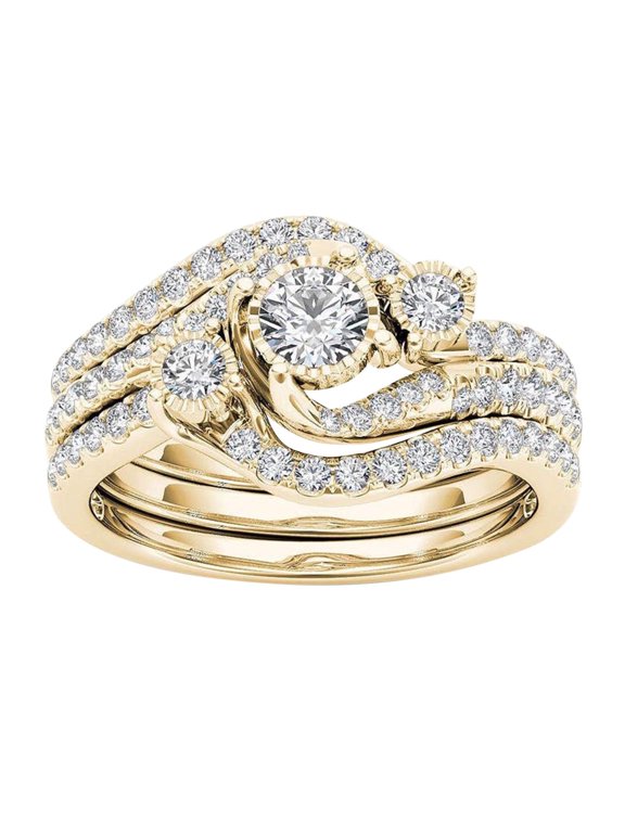 Rings for Women Girls Couple Gold-plated Inlaid Classic Jewelry Ring Gifts Valentine's Day Gift for Girlfriend Boyfriend Wife Husband