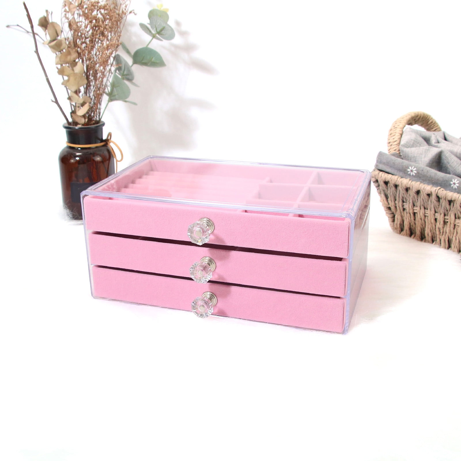 Skpblutn Stud Earrings for Women Girls Acrylic Ring Jewelry Storage Box