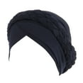 thumbnail image 1 of Skpblutn Sun Hat Chemo Cancer Headcap Ethnic Bohemian Pre-Tied Twisted Braid Hair Cover Wrap Turban Headwear Caps Navy, 1 of 2