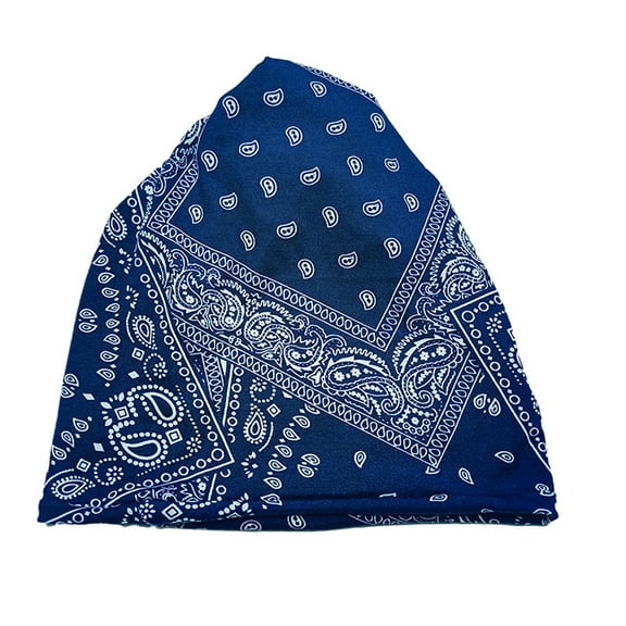Skpblutn Sun Hat Men'S And Women'S Cashew Flower Headand Bib Set Three-Purpose Hat Caps Dark Blue