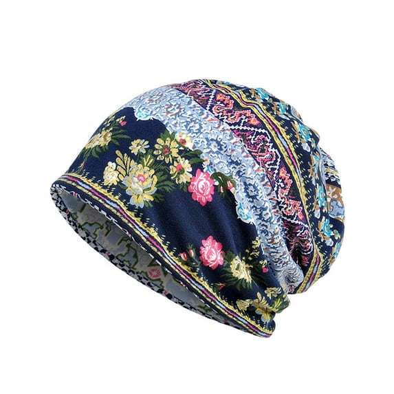 Skpblutn Sun Hat Unisex Printruffle Cancerbeanie Scarf Collar Turban Head Wrap Caps Blue
