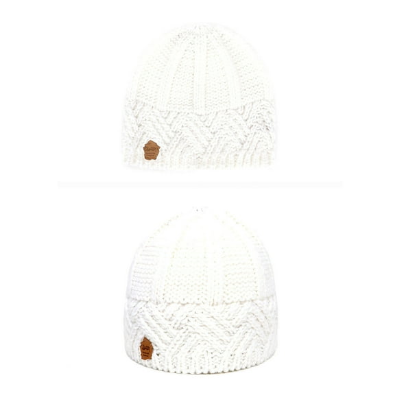 Skpblutn Sun Hat Women Fashion Keep Warm Winter Knitted Wool Hemming Hat Caps White