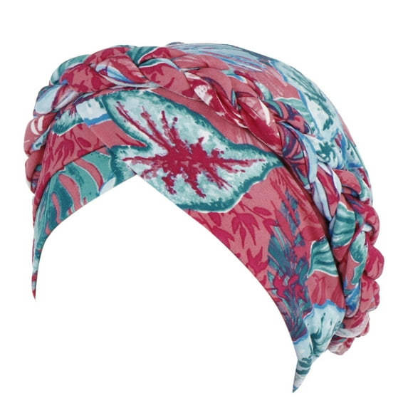 Skpblutn Sun Hat Women Floral Braid Indiamuslim Ruffle Cancer Chemo Beanie Turban Wrap Caps Red