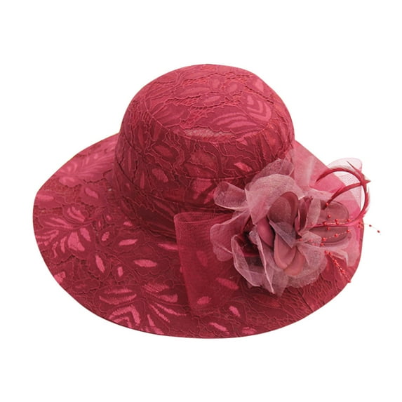 Skpblutn Sun Hat Women'S Kentucky Derby Fascinator Bridal Tea Party Wedding Hat Caps Red