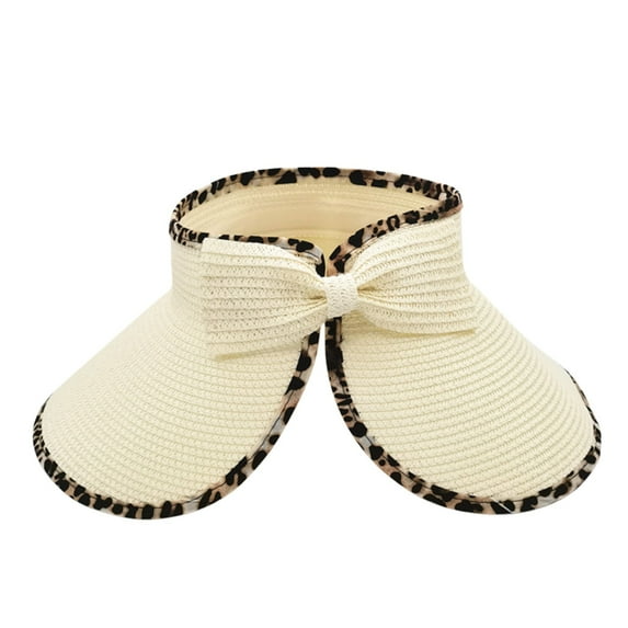 Skpblutn Sun Hat Women'Sadjustable Paper Woven With Bow-Knot Sunsun Hat Caps White
