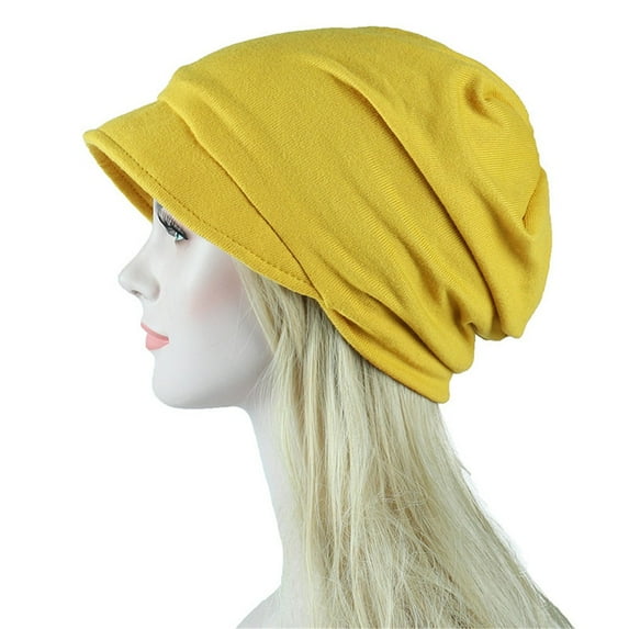 Skpblutn Sun Hat Women Soild India Stretch Turbancamouflage Hair Loss Head Scarf Wrap Caps Yellow