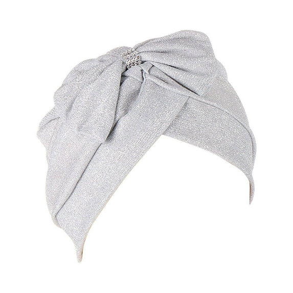 Skpblutn Sun Hat Women Turban Hatbow Hair Bonnet Head Scarf Wrap Cover Caps Silver