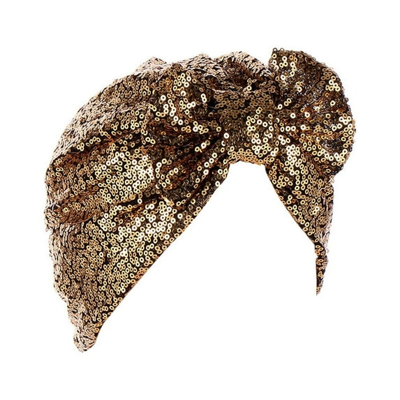 Skpblutn Sun Hat Women Turban Hatbow Sequins Hair Bonnet Head Scarf Wrap Cover Caps Gold