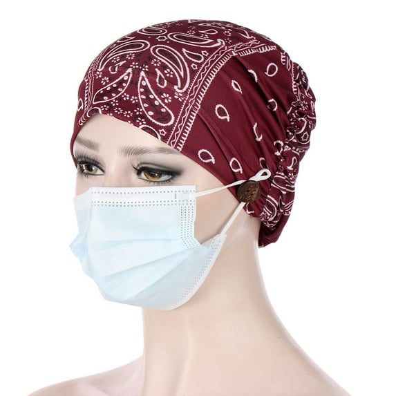 Skpblutn Sun Hat Women With Buttons Indiamuslim Cancer Chemobeanie Wrap Caps
