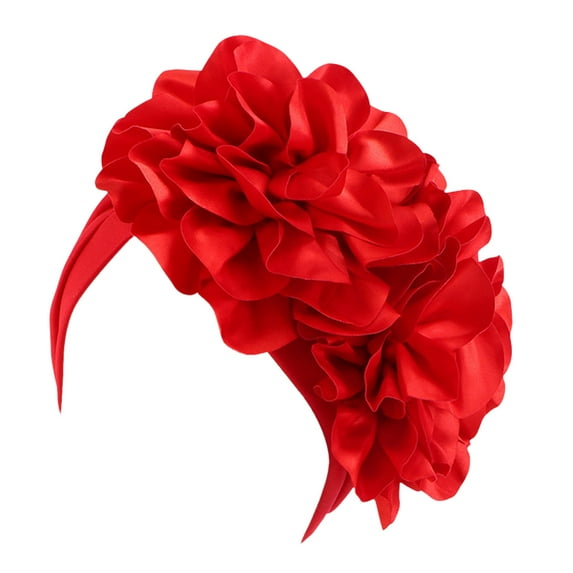 Skpblutn Sun Hat Womens Casual Big Flowers Solid Headcap Headwear Turban Slouchy Headwear Caps Red