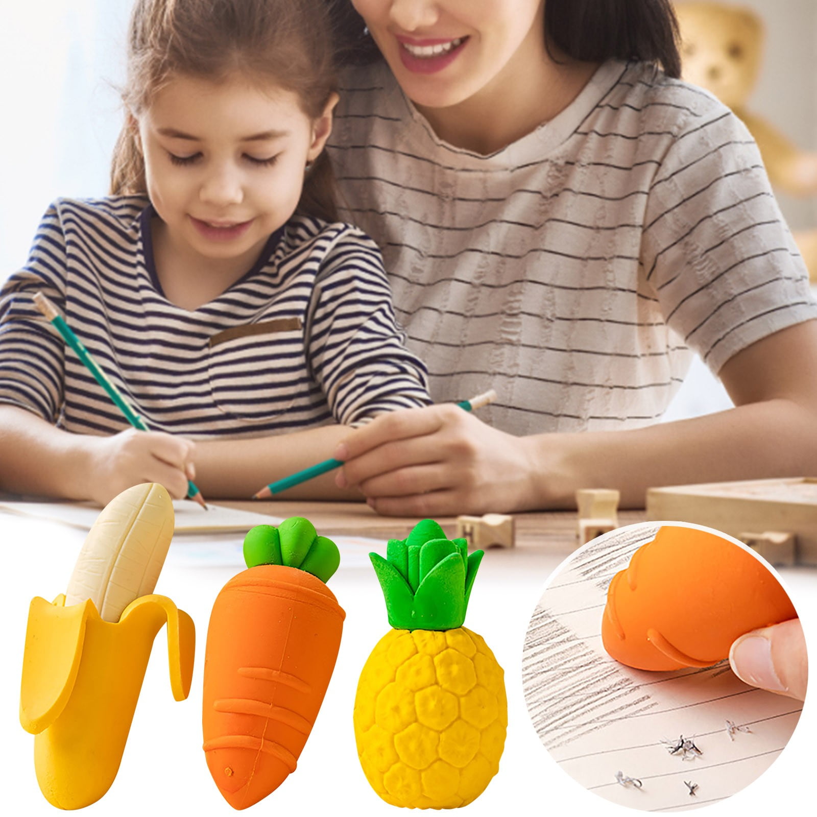 Skpblutn Tool Series Mini Carrot Erasers Miniature Vegetables Pencil