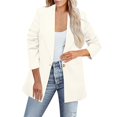 thumbnail image 1 of Skpblutn Women'S Blazers Suit Jackets Winter Fall Casual Comfortable Tops Solid Lapel Button Slim Work Office Thin Neck Long Sleeve Plus Size Open Front Jacket Coat White Xl, 1 of 8
