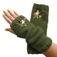 thumbnail image 1 of Skpblutn Women'S Glove New Fingerless Half Finger Wool Winter Knitted Warm Gloves Green One Size, 1 of 4